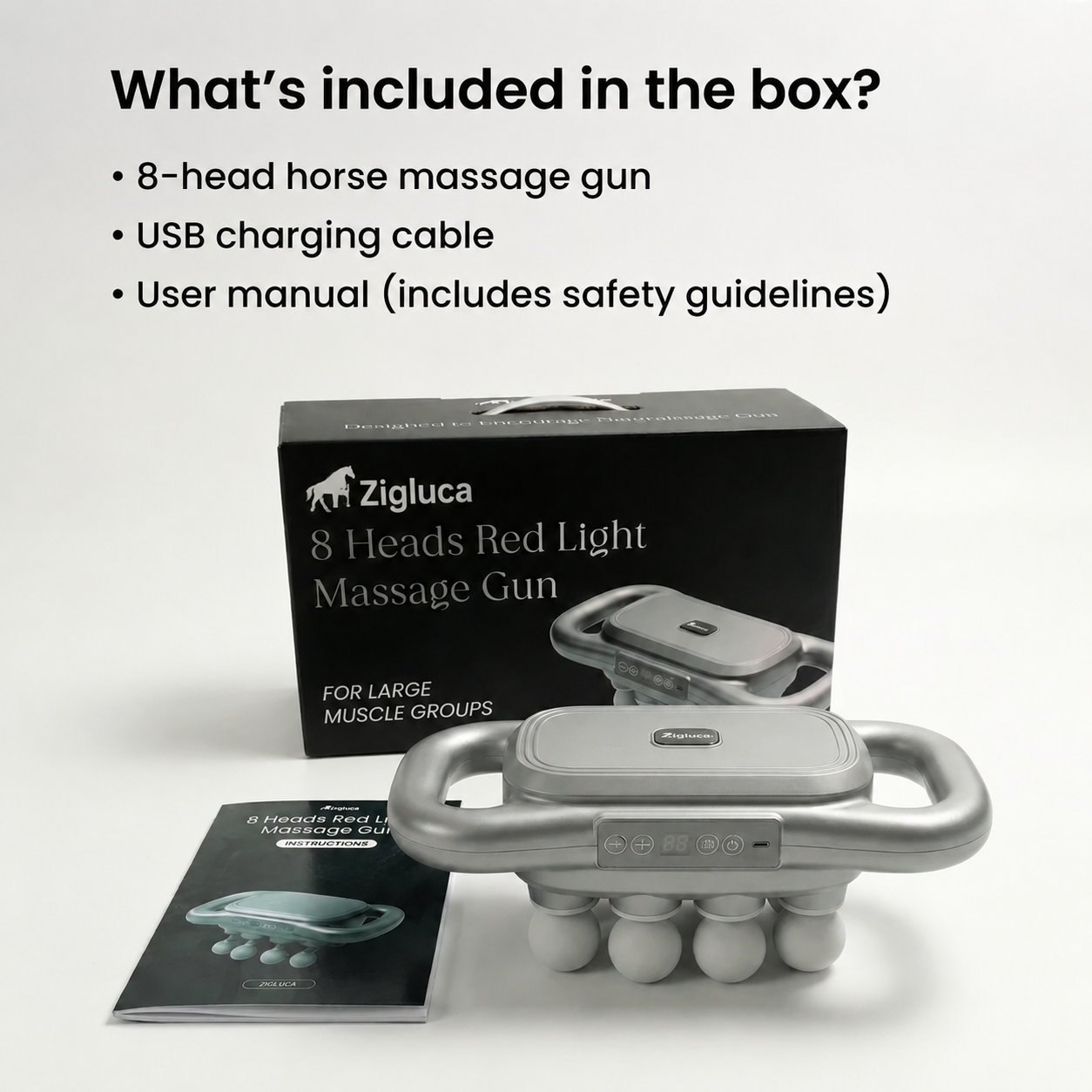 𝐙𝐢𝐠𝐥𝐮𝐜𝐚™ 8 Heads Red Light Massage Gun